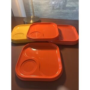 Vintage 1970s Ingrid of Chicago Snax Snack Square Plates Set‎ Of 6